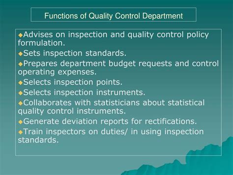 what are the functions of quality control